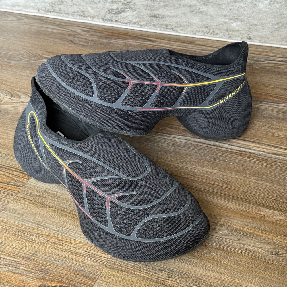 Givenchy Black Slip-On Shoes with Red and Yellow Accents